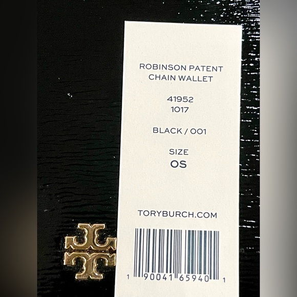 New Tory Burch black Robinson patent leather chain crossbody clutch wallet - Picture 4 of 4
